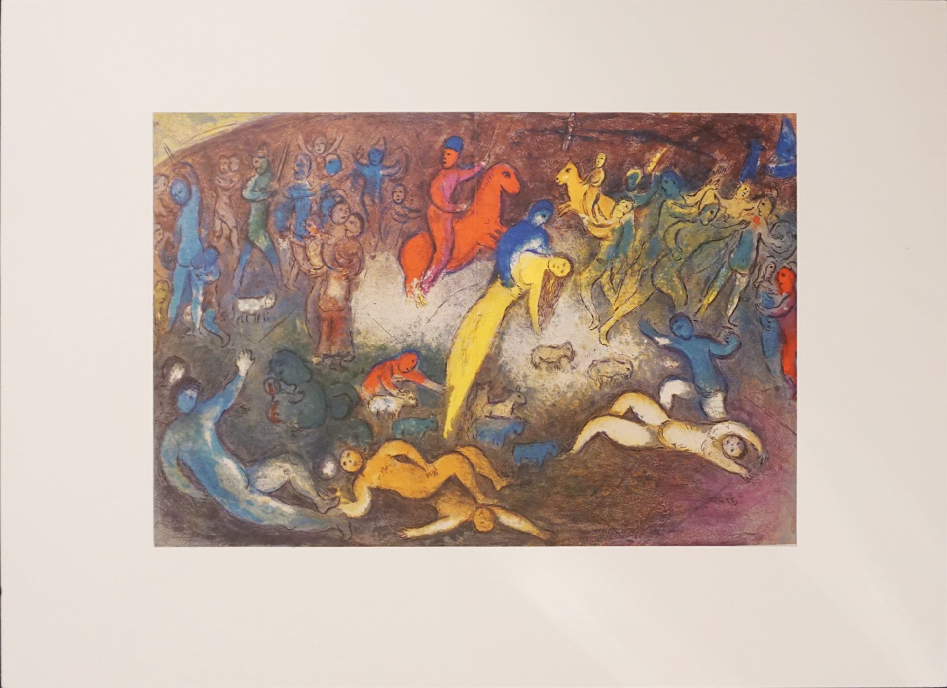 1 Offset-Farblithographie "Chloe wird entführt" rücks. zugeschrieben Marc CHAGALL