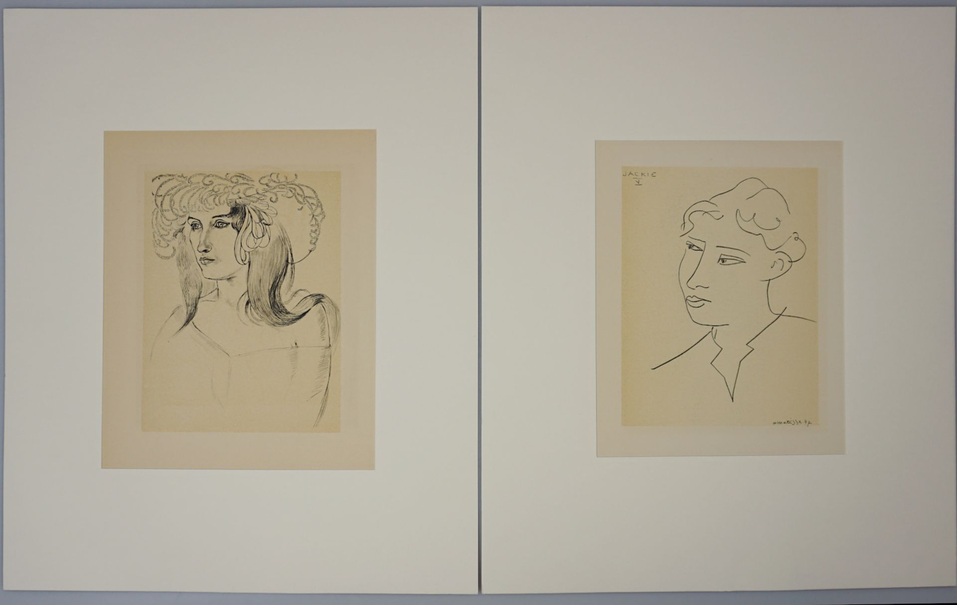 2 Offset-Lithographien je "Portrait" je rücks. zugeschrieben Henri MATISSE