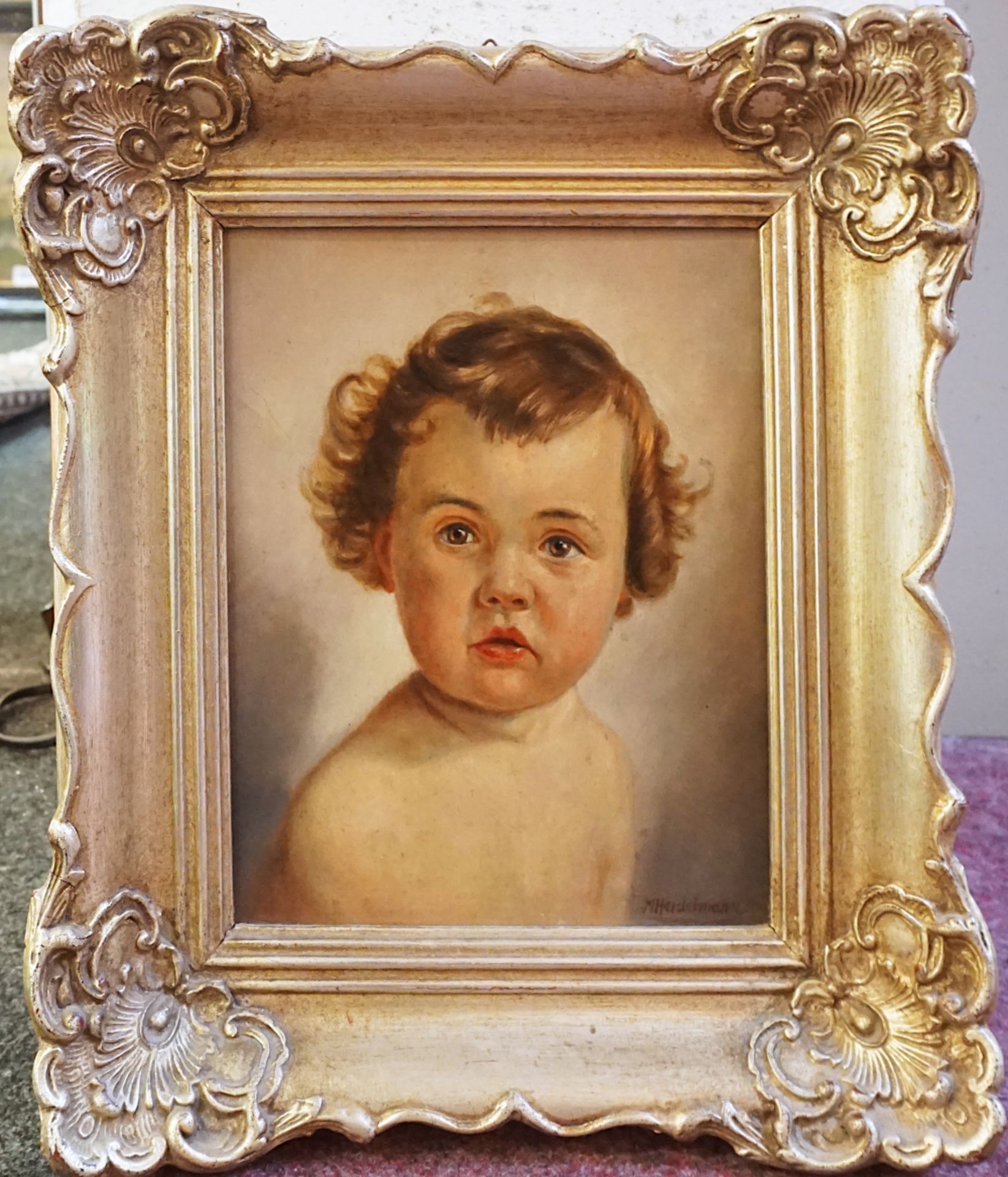 1 Ölgemälde "Kinderportrait" R.u. sign. M. HEIDELMANN - Bild 2 aus 4