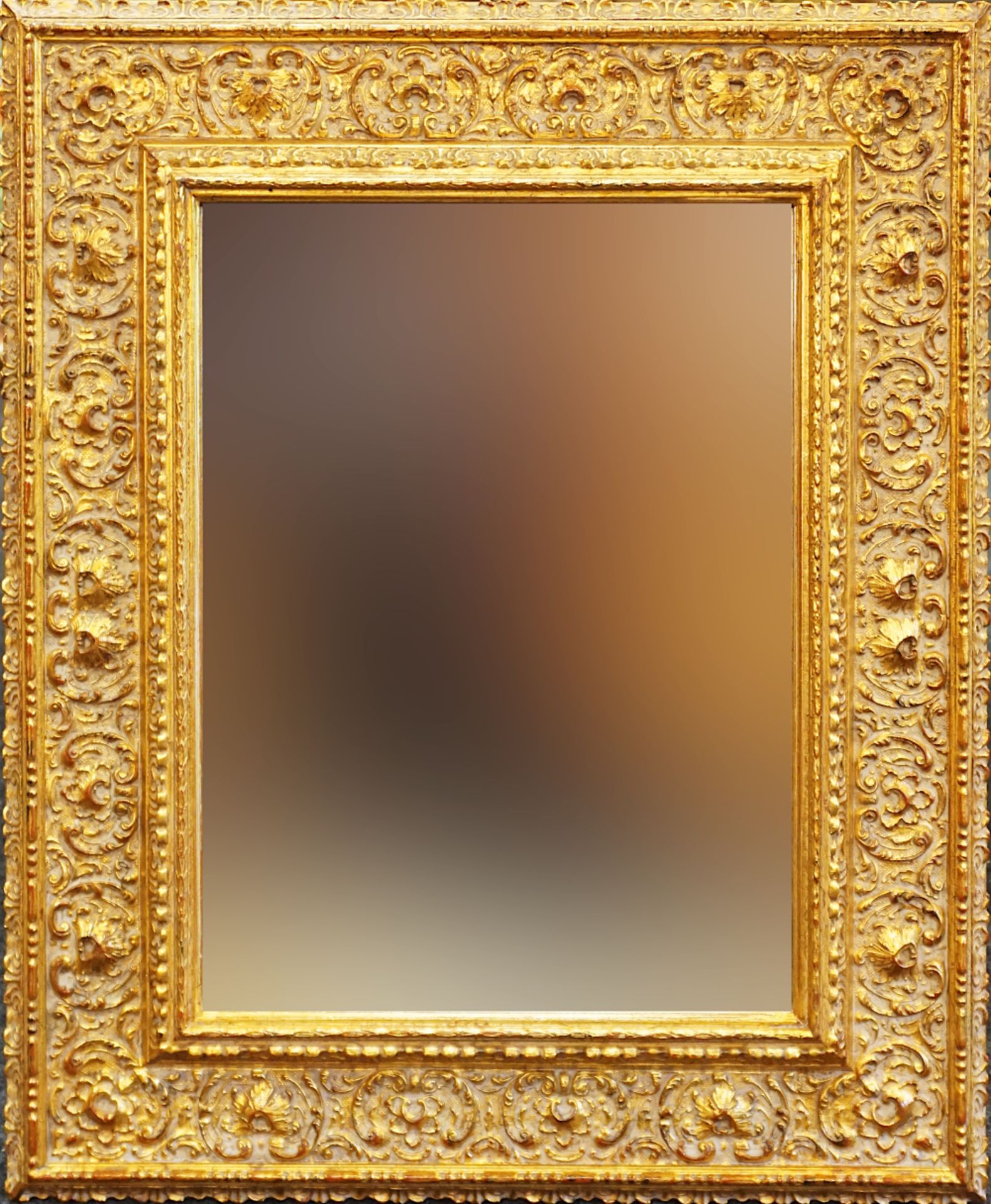 1 Wandspiegel nztl. mit plastischem Rokokostil-Dekor Holz vergoldet