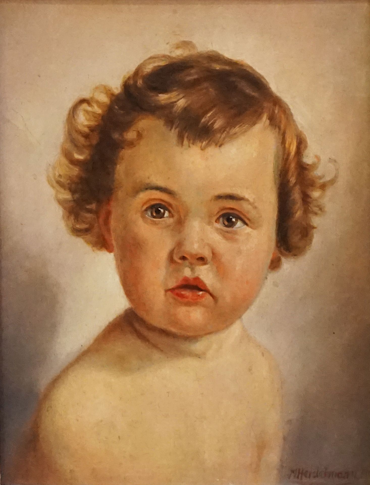 1 Ölgemälde "Kinderportrait" R.u. sign. M. HEIDELMANN
