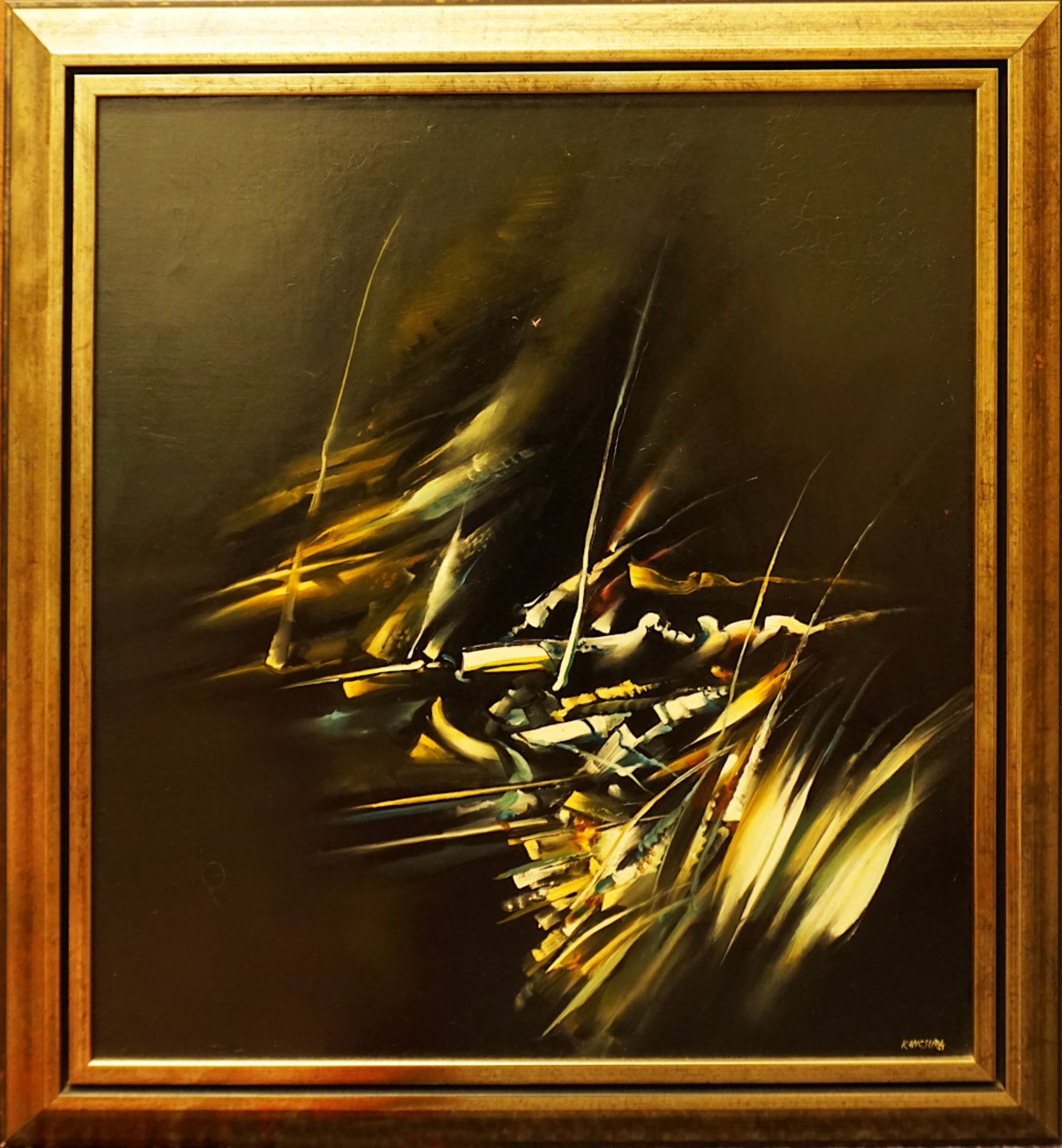 2 Ölgemälde "Abstrakte Kompositionen" je R. u. sign. KANCSURA - Image 2 of 4