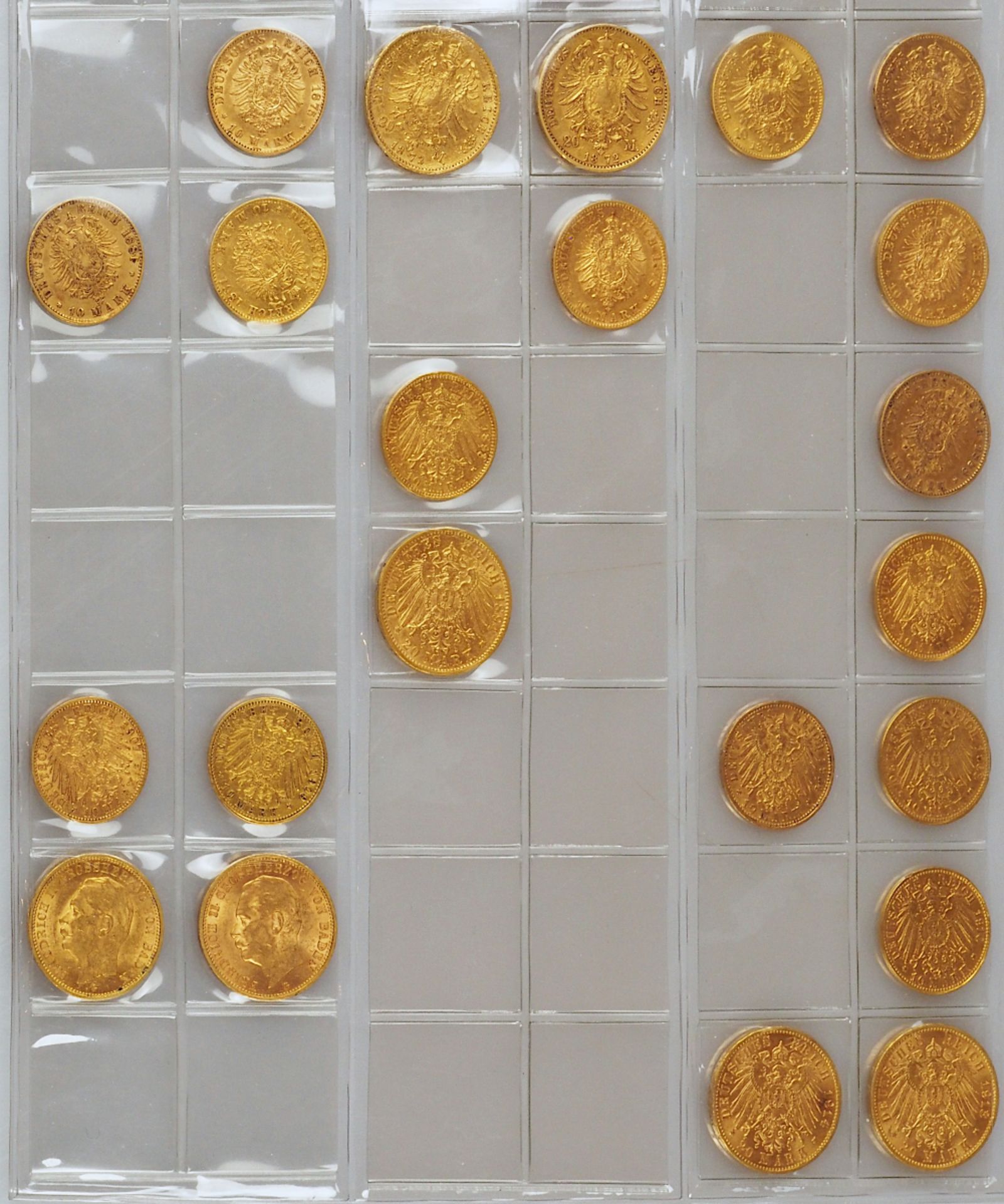1 Konvolut Goldmünzen Dt. Kaiserreich, Großherzogtum Baden, 10/20 Mark, - Image 2 of 2