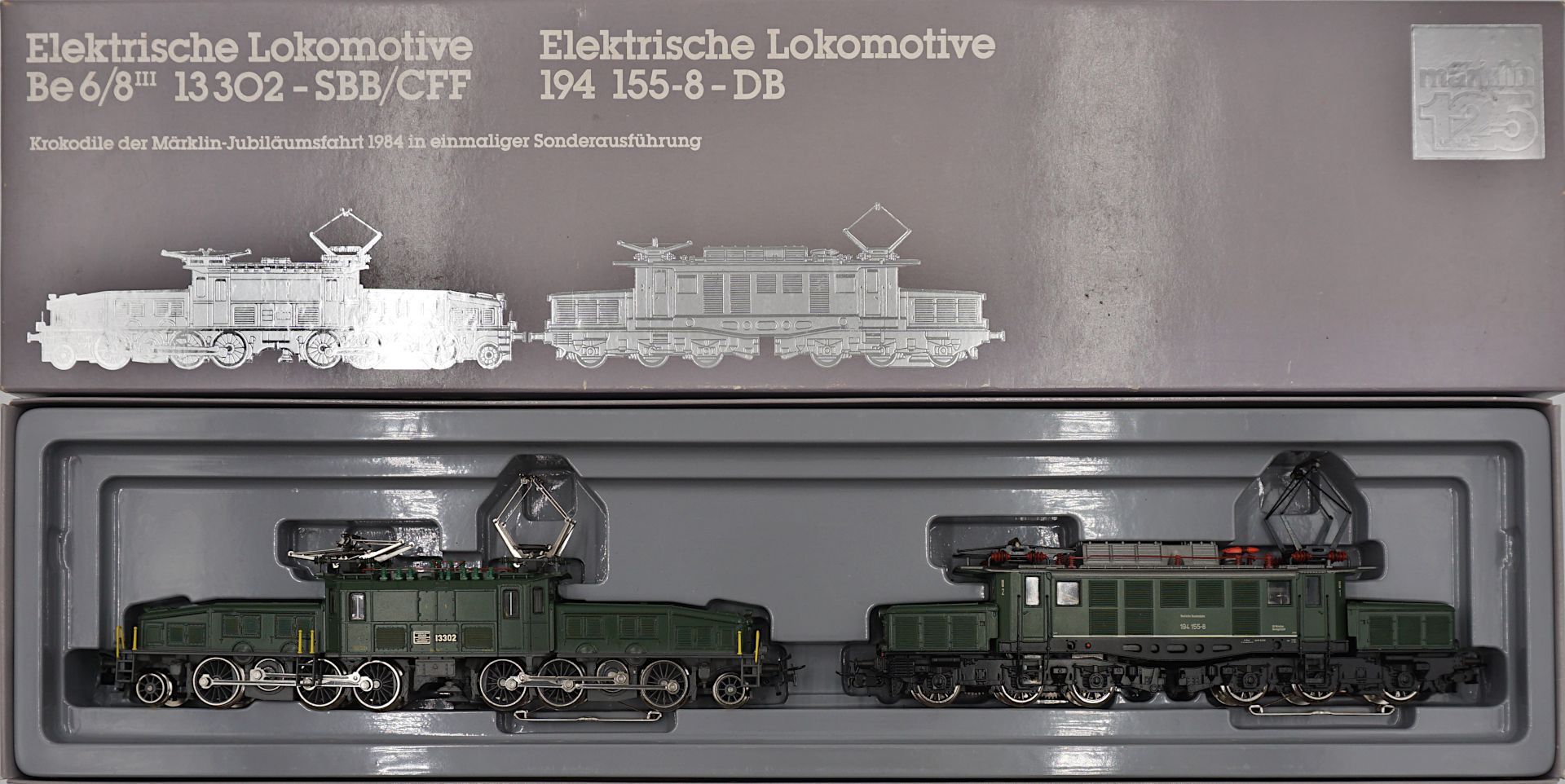 2 elektrische Lokomotiven MÄRKLIN (Krokodile der Jubiläumsfahrt 1984)