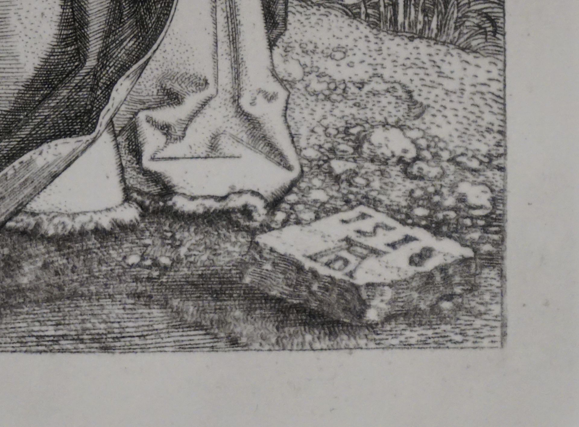 1 Kupferstich-Faksimile "Maria mit dem Kind von zwei Engeln bekrönt" R.u. monogrammiert AD - Bild 2 aus 3