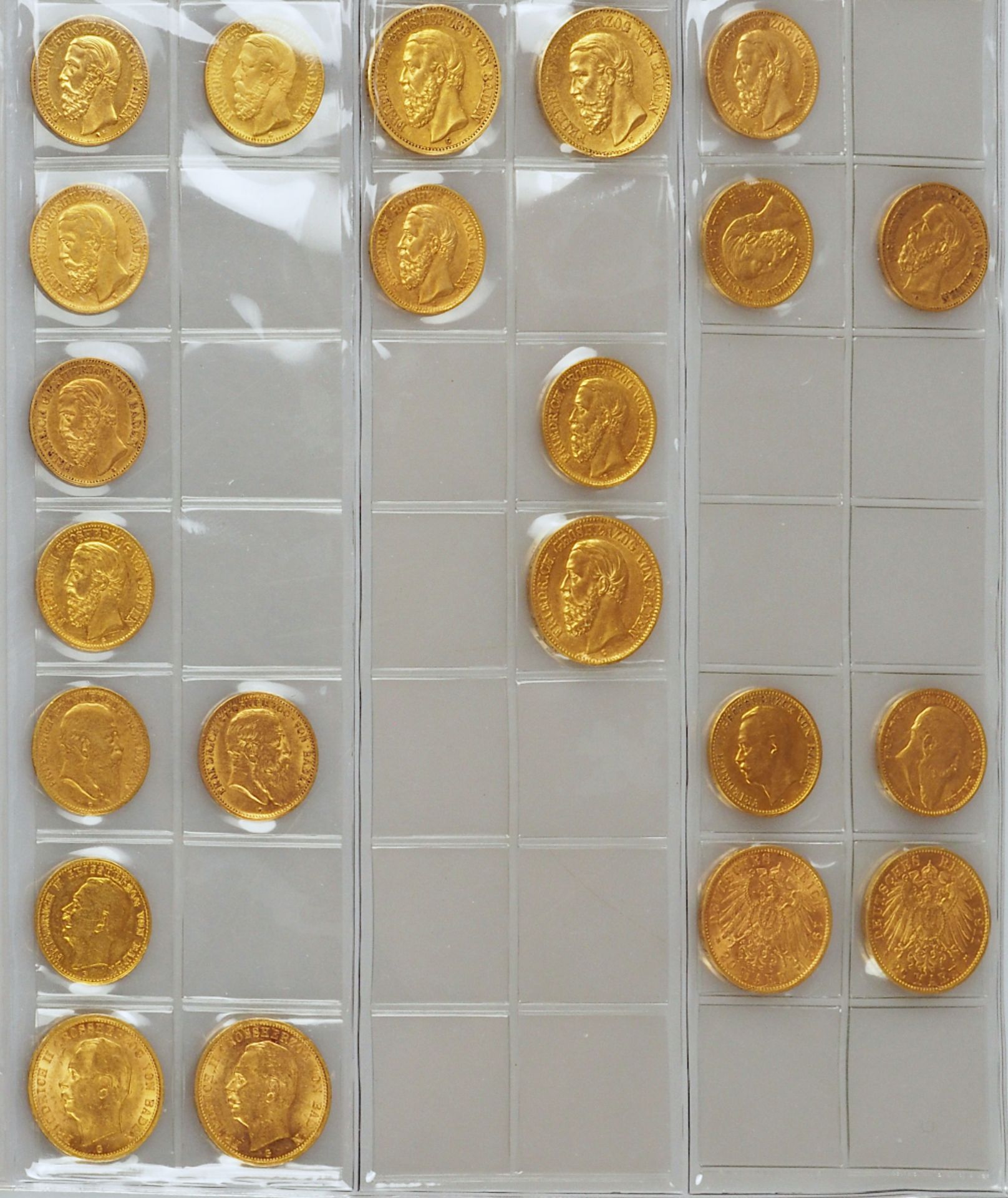 1 Konvolut Goldmünzen Dt. Kaiserreich, Großherzogtum Baden, 10/20 Mark,