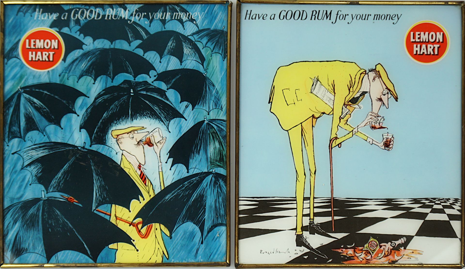 2 Werbeschilder "Lemon Hart" wohl 1960er Jahre