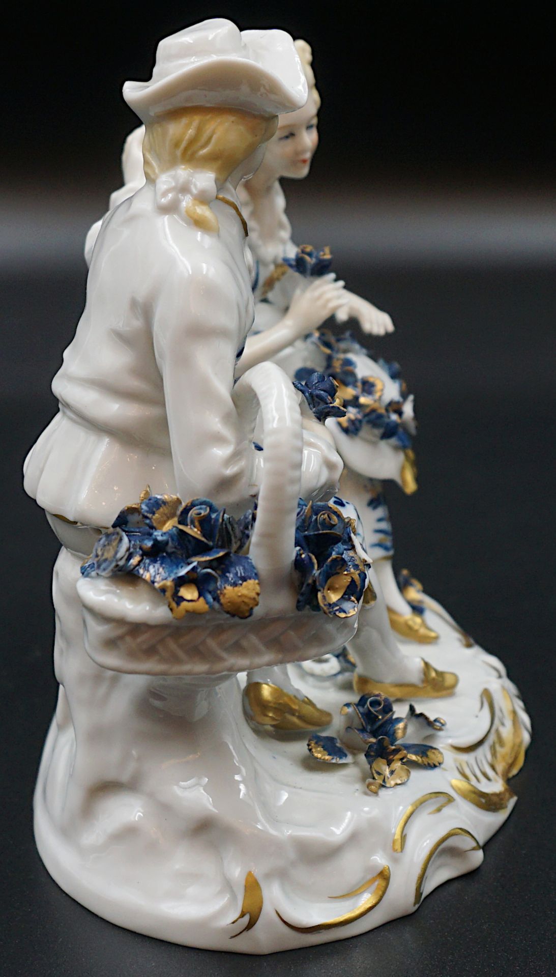 1 Figurengruppe Porzellan SITZENDORF "Rokokopaar", Unterglasurbemalung, - Bild 4 aus 5