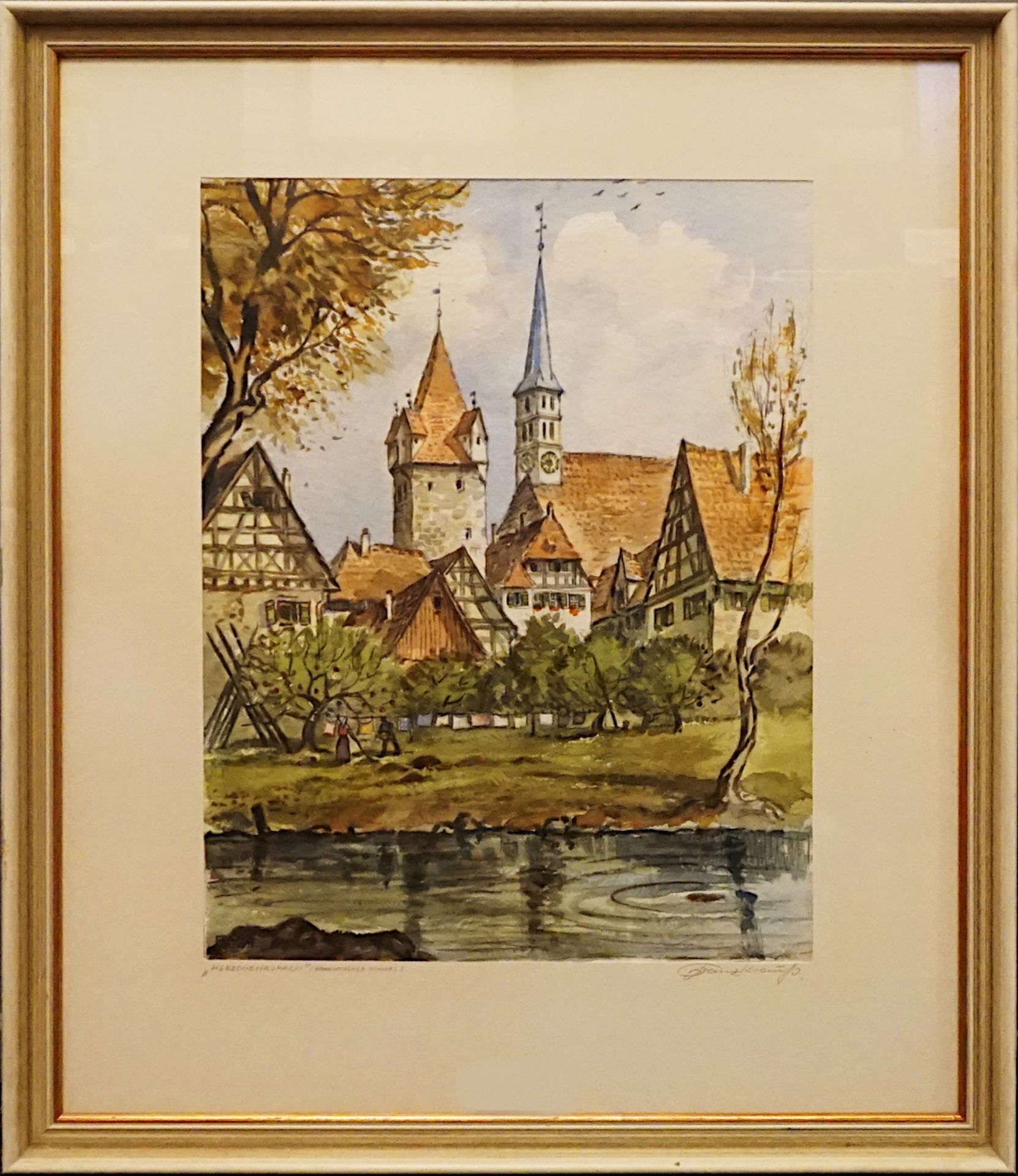 1 Aquarell "Romantischer Blick auf Herzogenaurach", R.u. bleistiftsign. Franz KRAUSS - Image 2 of 4