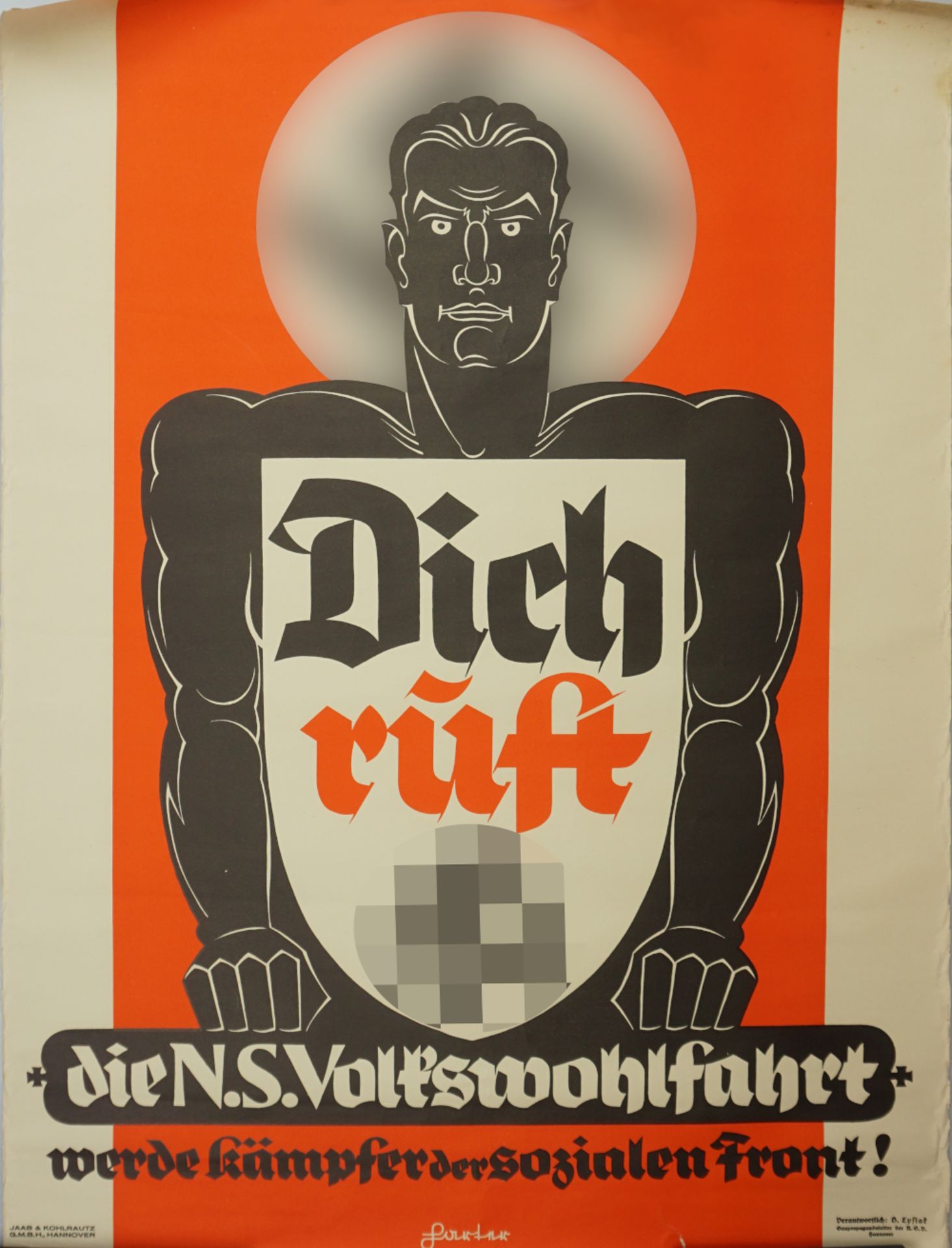 1 Propagandaplakat 3. Reich "Dich ruft die N.S.Volkswohlfahrt"