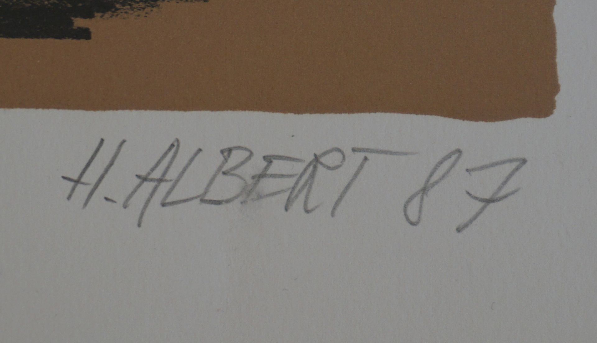 1 Farblithografie "Weiblicher Akt mit Pferd", R.u. bleistiftsign. H. ALBERT - Bild 2 aus 2