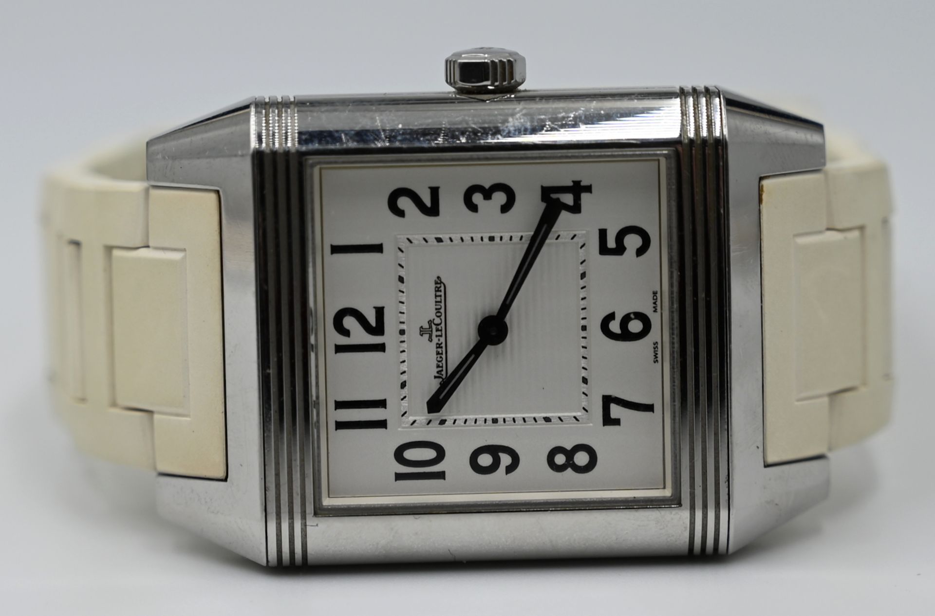 1 Herrenarmbanduhr JAEGER LeCOULTRE "Reverso - Squadra" Edelstahl monogr. "AB" in Originalschatulle