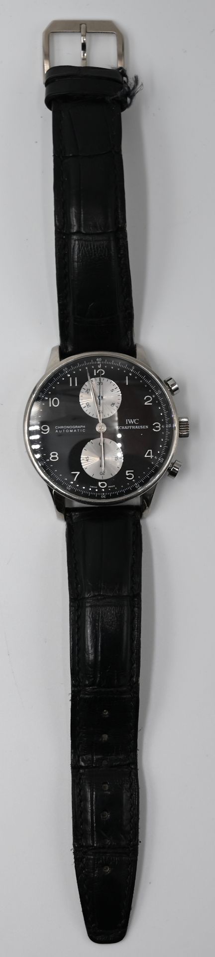 1 Herrenarmbanduhr IWC Chronograph Automatic, Edelstahl, Lederband, num. 2741232, Tsp.