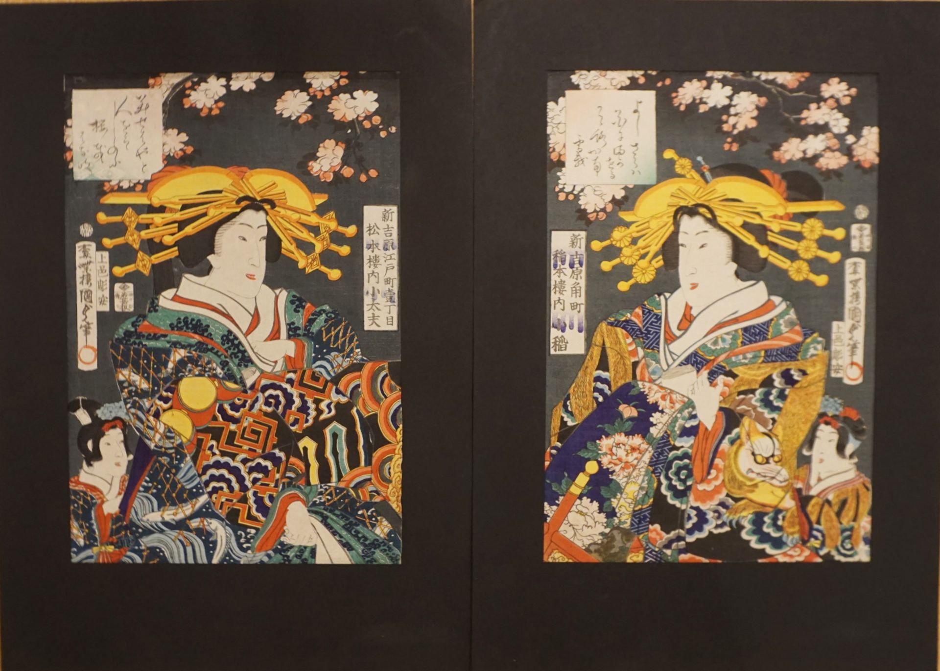 2 Farbholzschnitt bez. Kunisada UTAGAWA (wohl 1823 - 1880)