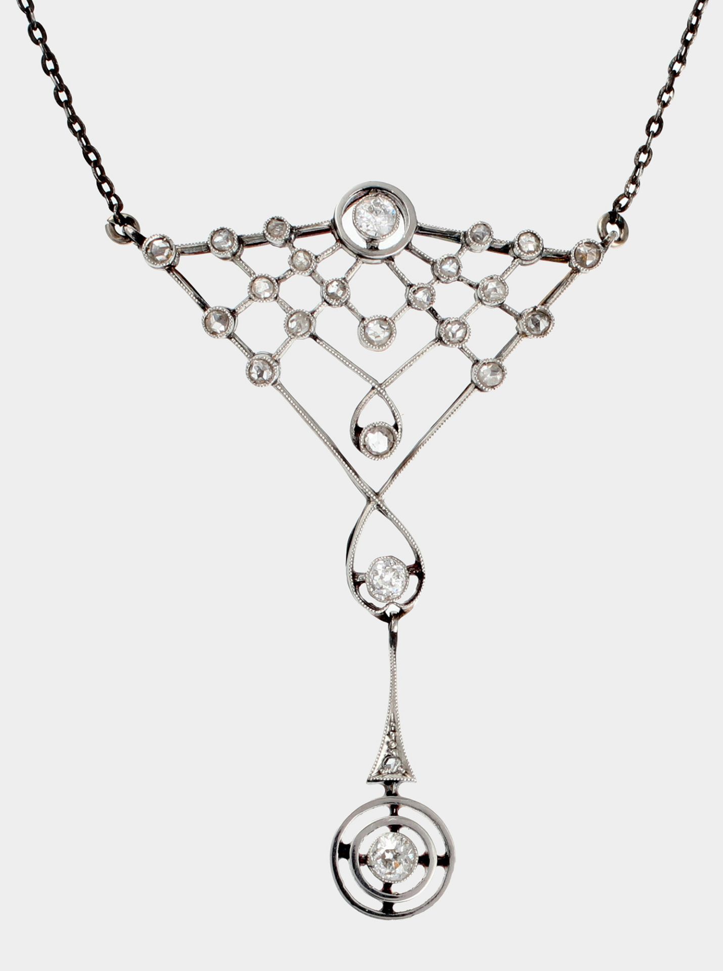 Collier, um 1910-20, 750 GG und Silber