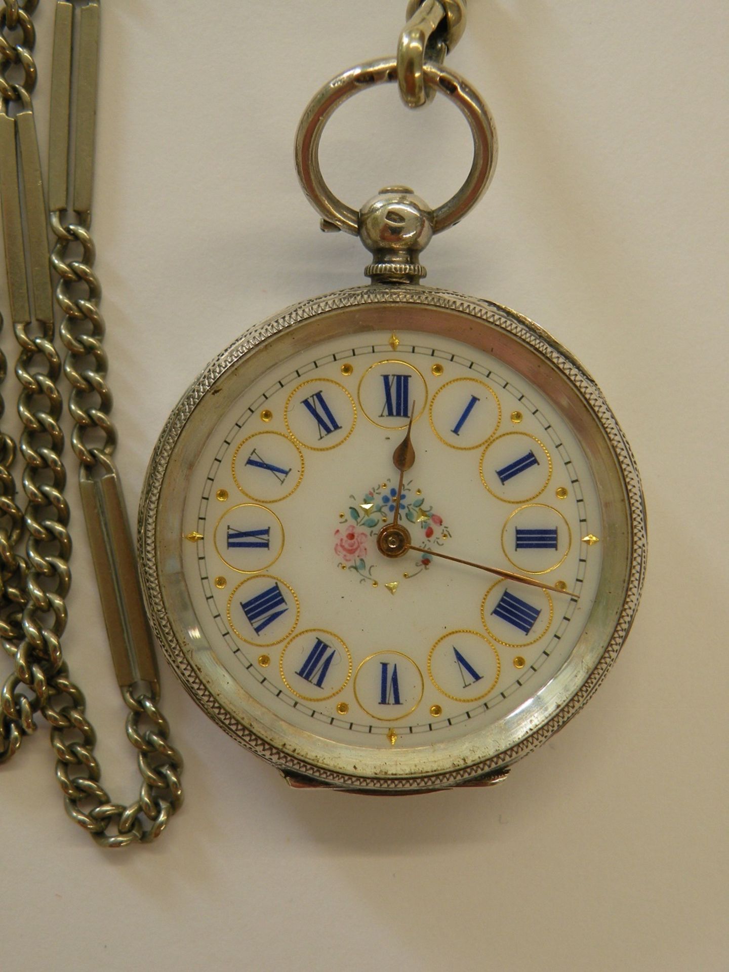 Biedermeier Taschenuhr mit Schlüsselaufzug, Silber - Bild 2 aus 5