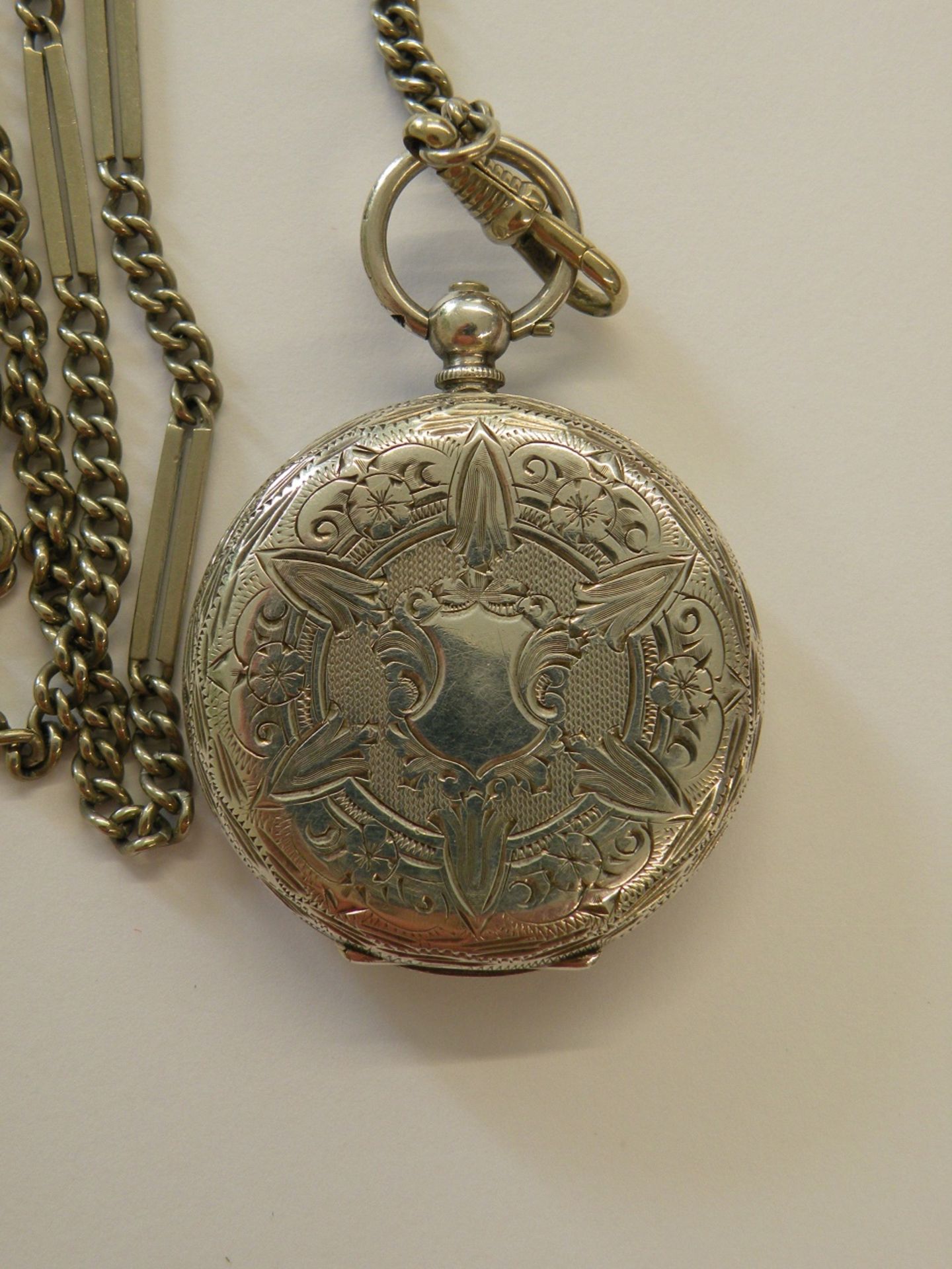 Biedermeier Taschenuhr mit Schlüsselaufzug, Silber - Bild 3 aus 5