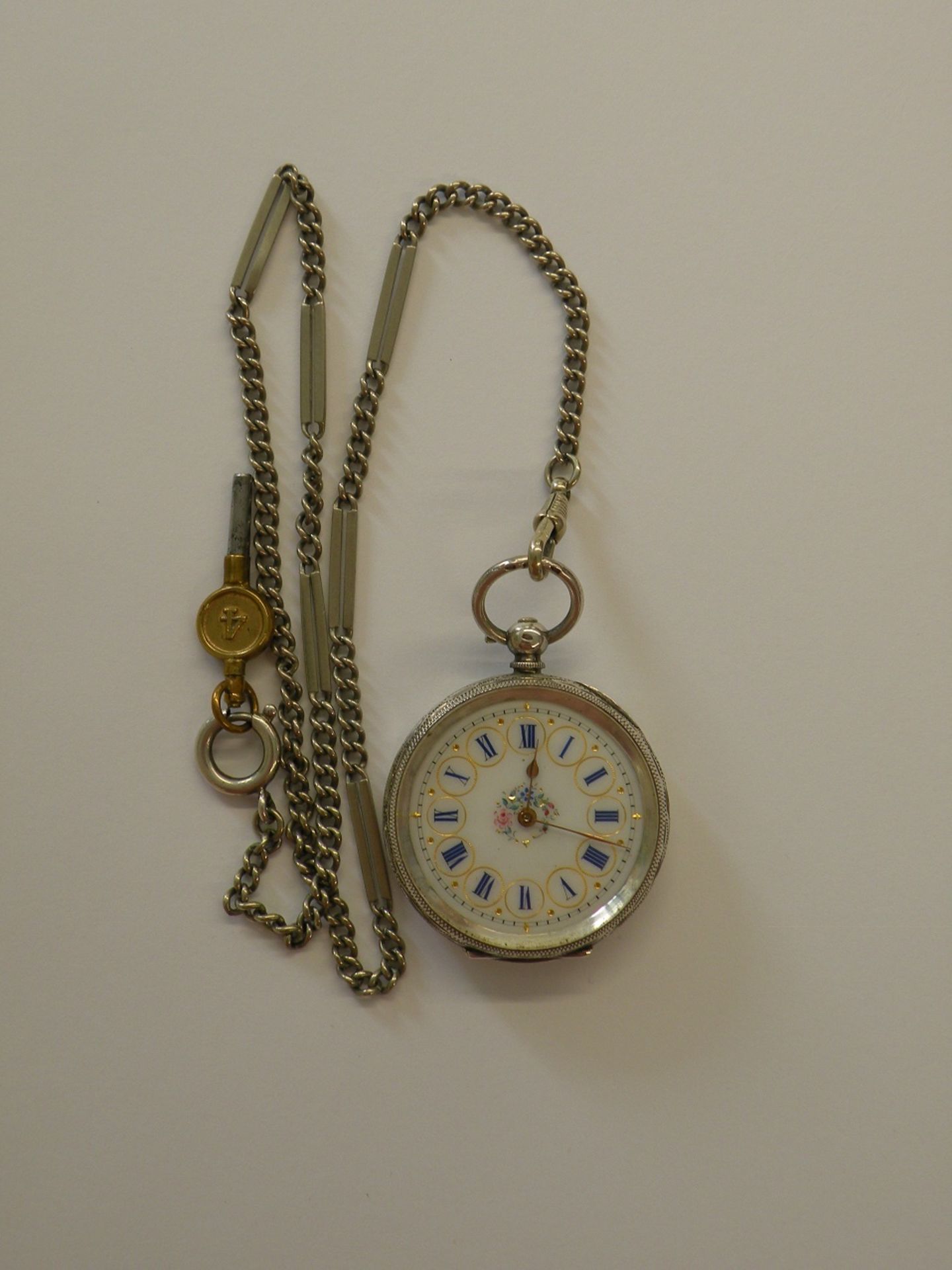 Biedermeier Taschenuhr mit Schlüsselaufzug, Silber