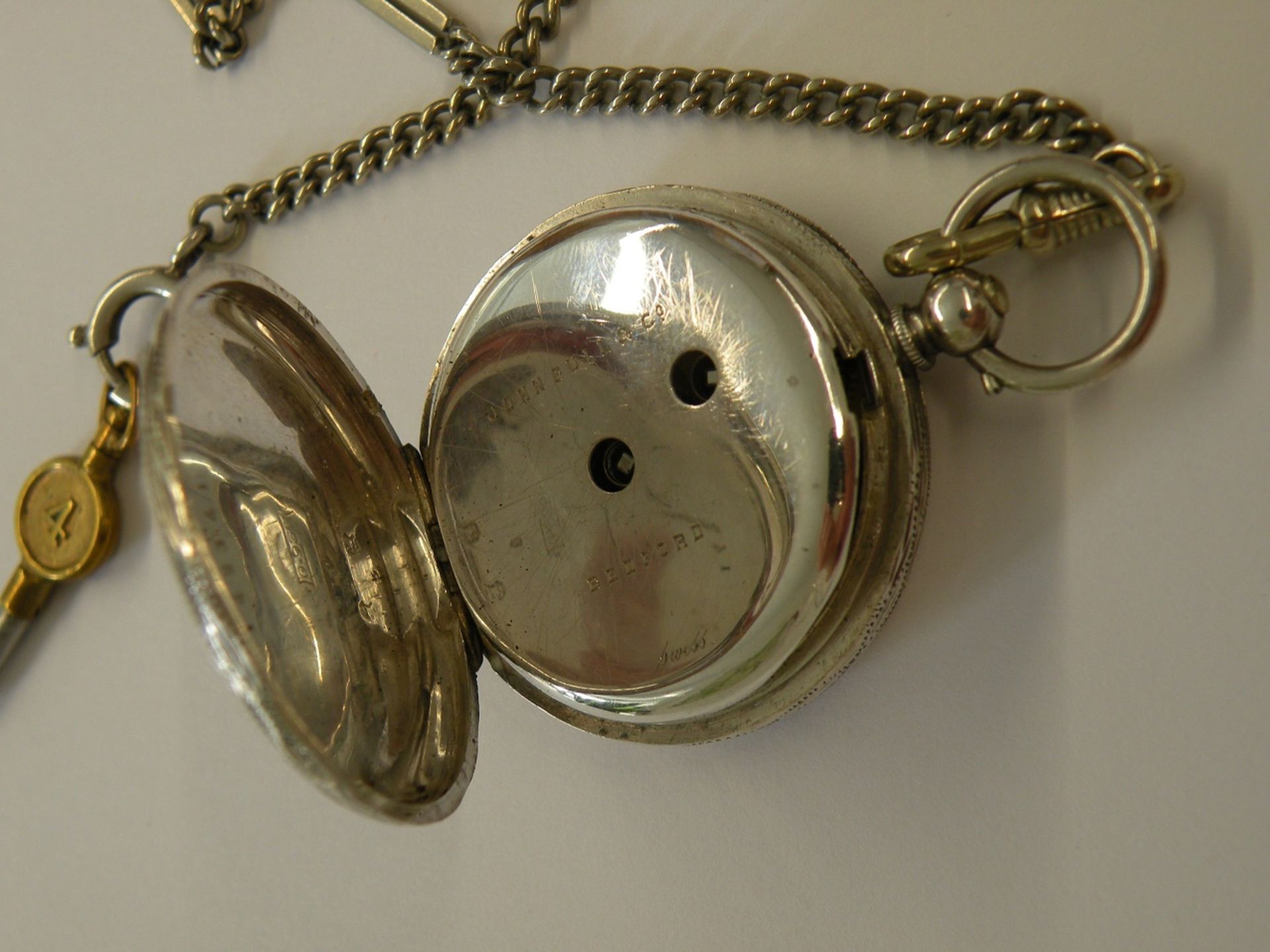 Biedermeier Taschenuhr mit Schlüsselaufzug, Silber - Bild 5 aus 5