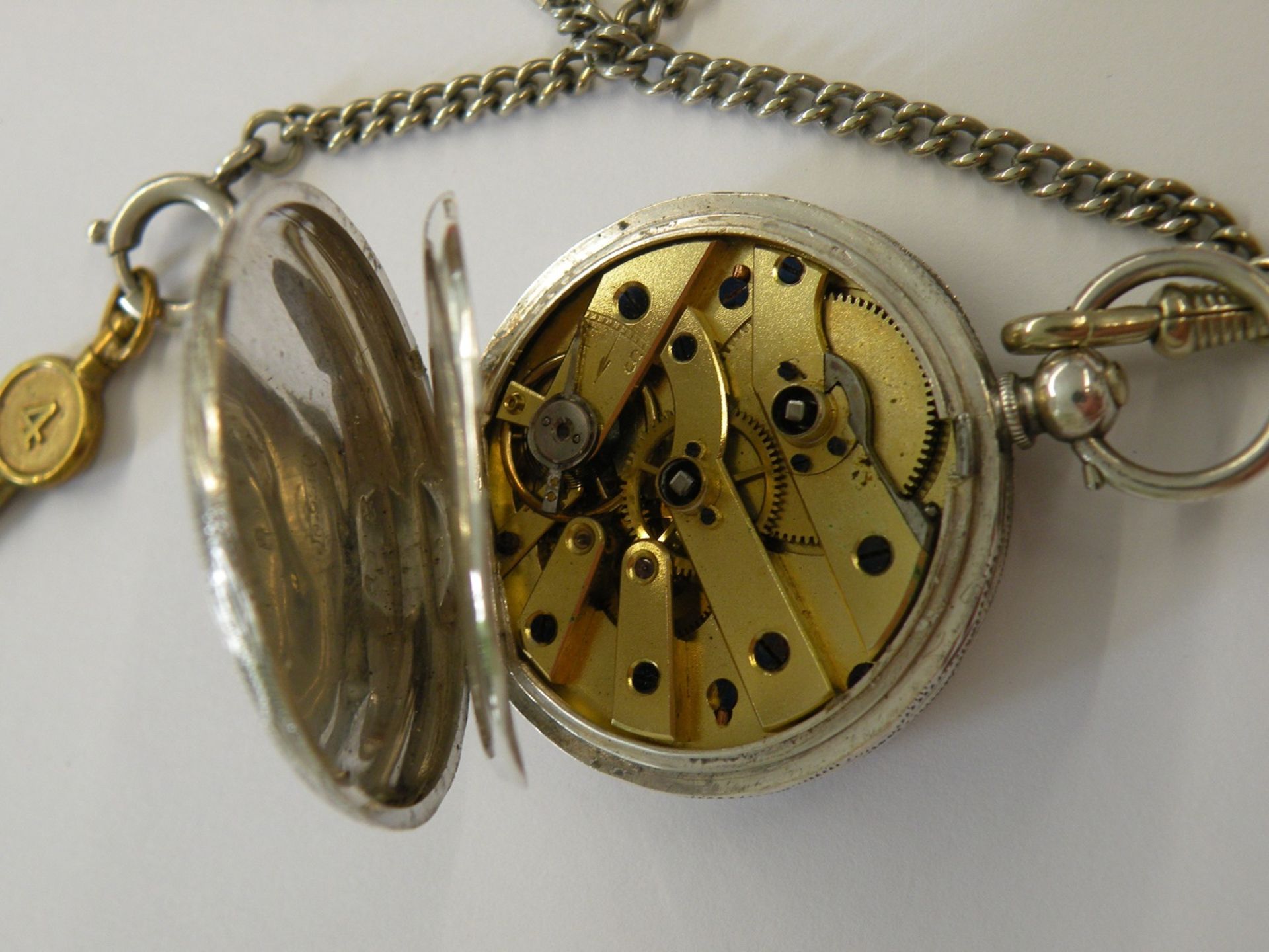 Biedermeier Taschenuhr mit Schlüsselaufzug, Silber - Bild 4 aus 5