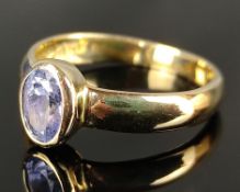Bandring mit ovalem Schmuckstein, 585/14K Goldgelb, 3,2g, Größe 56Band ring with oval gemstone,