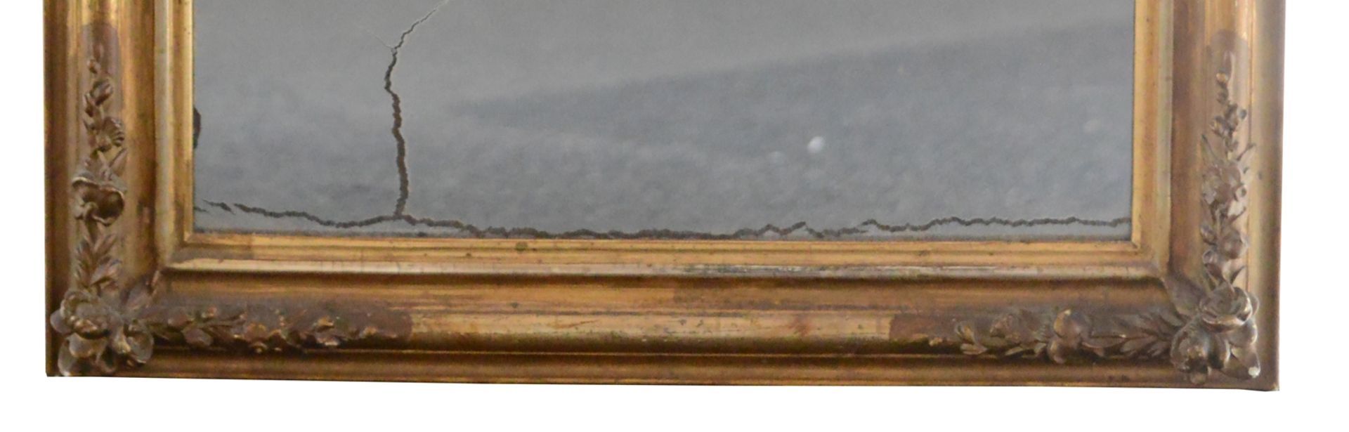 Goldspiegel um 1860, Louis Philippe, Rahmen vergoldet mit kleinen Stuckröschen, altes Spiegelglas, - Image 4 of 5