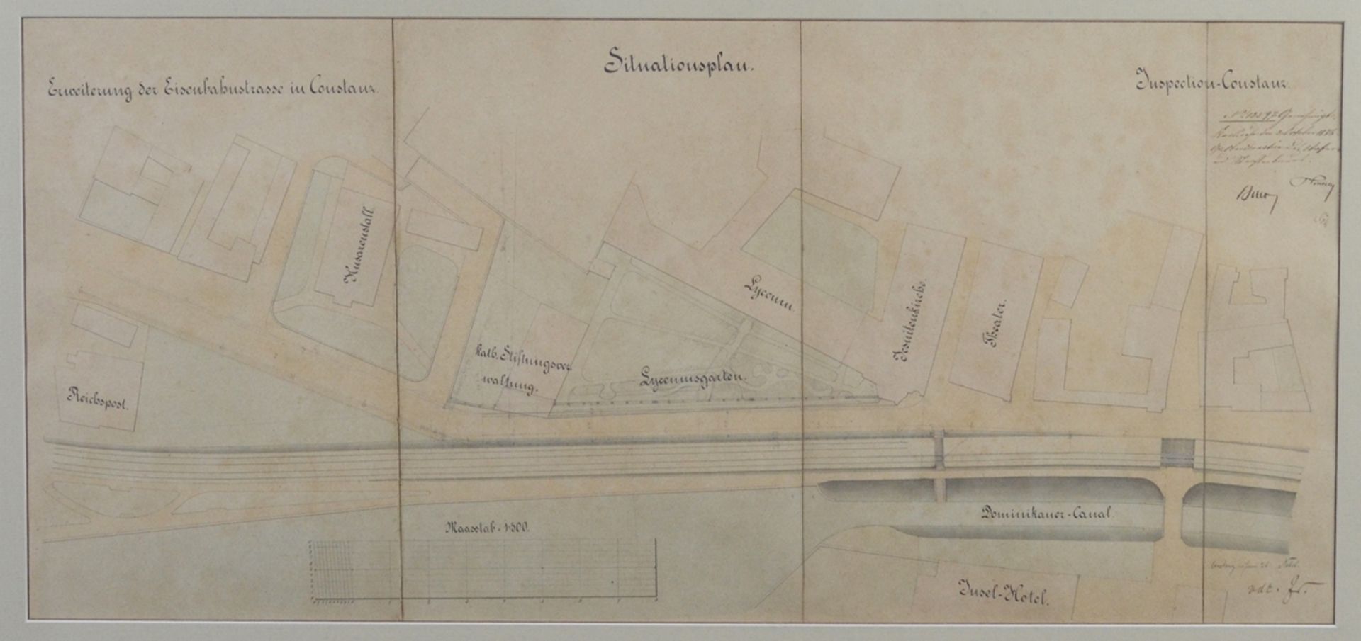 Situationsplan zur Erweiterung der Eisenbahnstrasse in Constanz, "Inspection-Constanz",