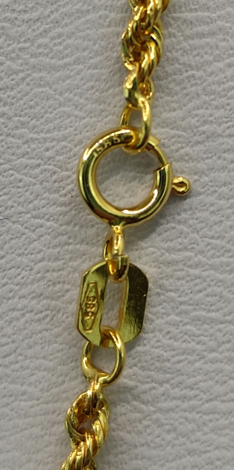 Kordelkette mit passendem Armband, fein gearbeitet, 585/14K Gelbgold, Gewicht zusammen 2,2g, Länge - Image 7 of 7