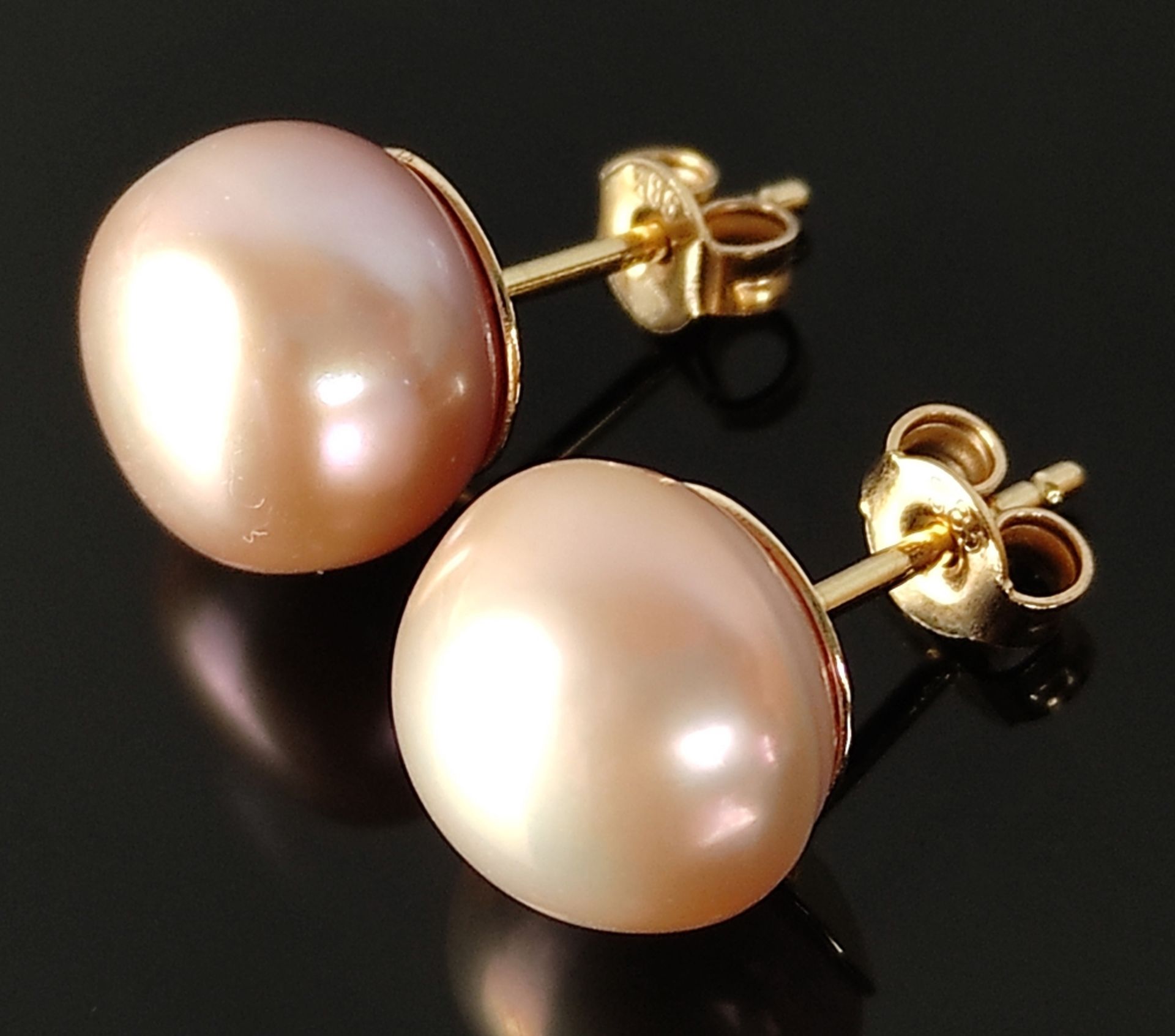 Paar Ohrstecker, große Perlen, Durchmesser ca. 10 mm, Gewicht gesamt 3,4gPair of stud earrings, - Image 2 of 3