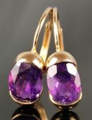 Ohrstecker, mit ovalen facettierten Amethysten, 585/14K Gelbgold, 1,5g, Länge 1,4cmStud earrings,