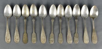Kaffeelöffel-Lot, bestehend aus 6 Löffeln Silber 800 72g und 5 Löffeln Silber 625 50gCoffee spoon,