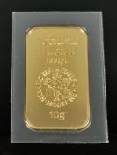 10 Gramm Heraeus Goldbarren in Blister, 999.9/1000 Feingold10 gram Heraeus gold bar in blister,
