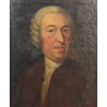 Künstler des 18. Jahrhunderts, "Edelmann", mit Perücke, Portrait in Dreiviertelperspektive, Öl auf