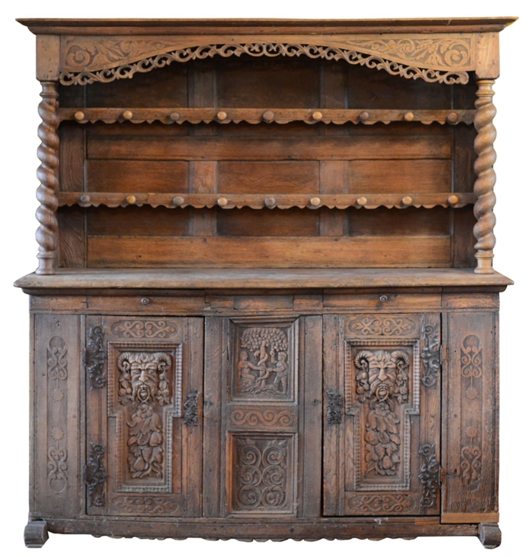 Buffet/Sideboard reich beschnitzter Unterbau mit Maskarons, unter Platte zwei Besteckschubladen, - Bild 2 aus 10