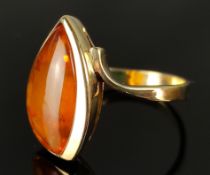 Ring, fein, mit Bernstein, 585/14K Gelbgold, 4,5g, Größe 54Ring, fine, with amber, 585/14K yellow
