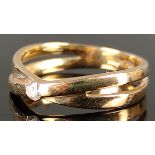 Ring mit Brillant um 0,06ct, 585/14K Gelbgold, 2,9g, Größe 53Ring with diamond around 0,06ct, 585/