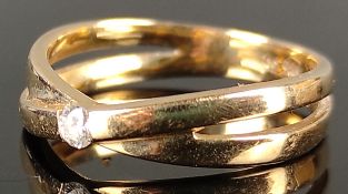 Ring mit Brillant um 0,06ct, 585/14K Gelbgold, 2,9g, Größe 53Ring with diamond around 0,06ct, 585/