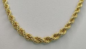 Kordelkette, 585/14K Gelbgold, 12,69g, Länge 44cmNecklace, 585/14K yellow gold, 12,69g, length 44cm