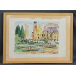 Einhart, Karl (1884 - 1967 Konstanz) "Mainau", Schloss Mainau mit Garten, aquarellierte Zeichnung