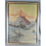 Reusch, Josef (1887 Lechernich - 1976 Wiesbaden) "Matterhorn", im Schnee, im Vordergrund Tannen