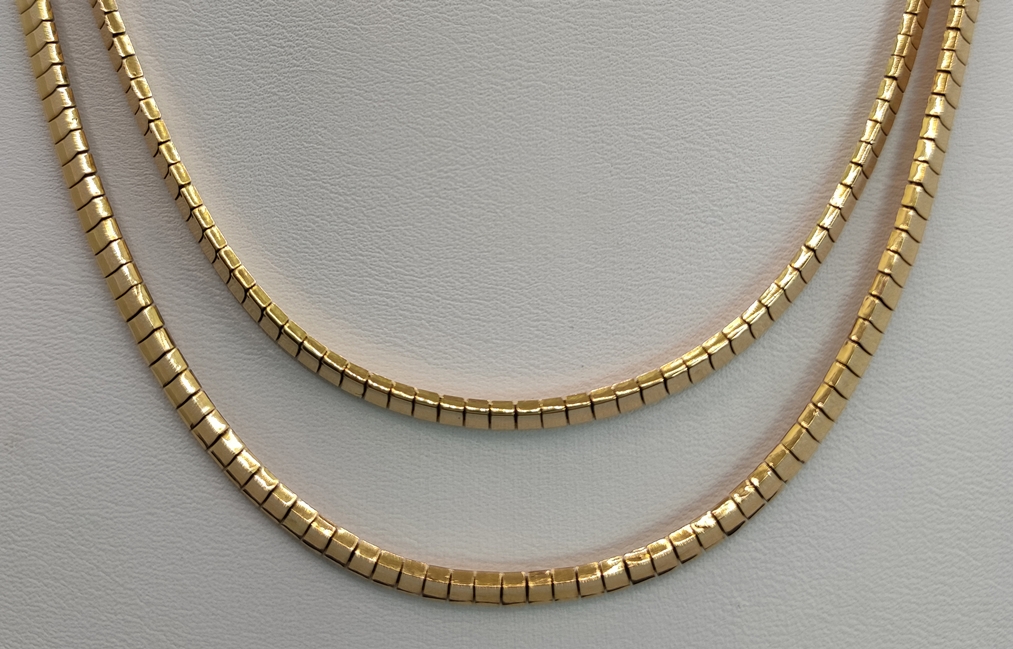 Collier, 2-reihig, 750/18K Gelbgold, Steckschließe mit Sicherheitsverschluss, 51,62g, Länge