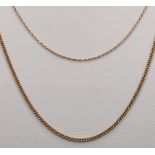 Zwei Ketten, fein, 333/8K Rotgold, 6,2g, Länge 41cm und 50cmTwo chains, fine, 333/8K rose gold, 6,