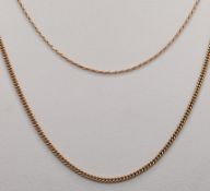 Zwei Ketten, fein, 333/8K Rotgold, 6,2g, Länge 41cm und 50cmTwo chains, fine, 333/8K rose gold, 6,