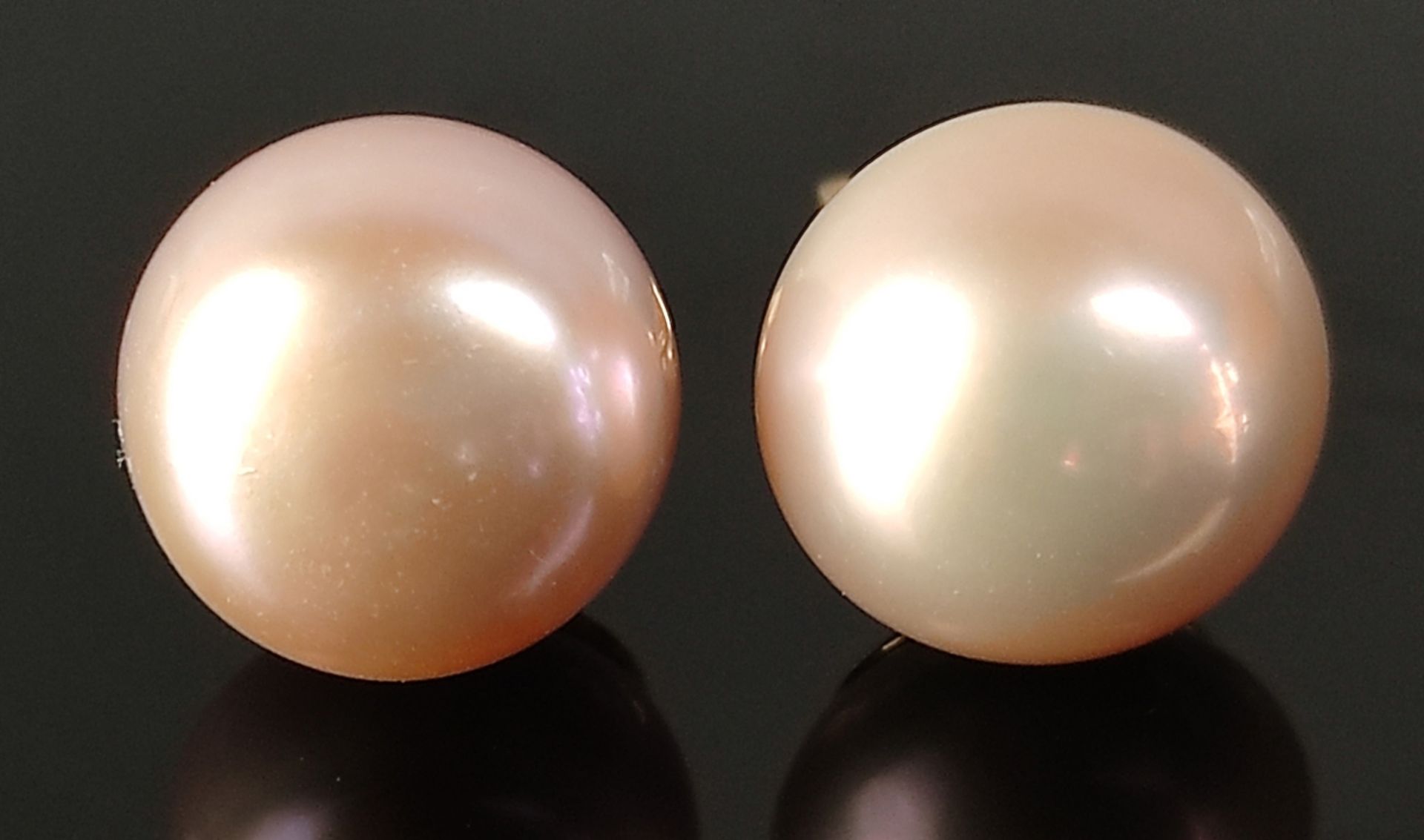Paar Ohrstecker, große Perlen, Durchmesser ca. 10 mm, Gewicht gesamt 3,4gPair of stud earrings,