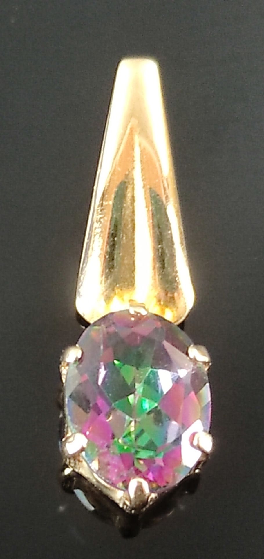 Anhänger, gefärbter Schmuckstein, in 585/14k Gelbgold gefasst, 0,8gPendant, colored gemstone, set in - Image 2 of 3