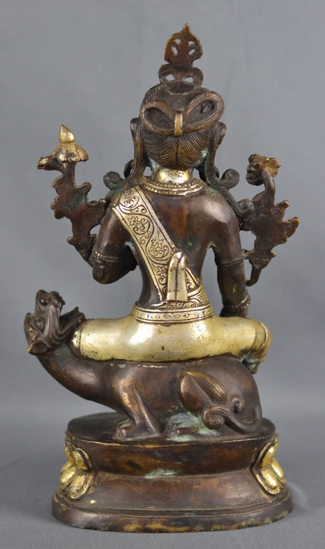 Guanyin - Kwan-Yin auf Drache sitzend, Vergoldung, Bronze (gewichtet), Asien, 28x14x10cmGuanyin - - Image 2 of 2