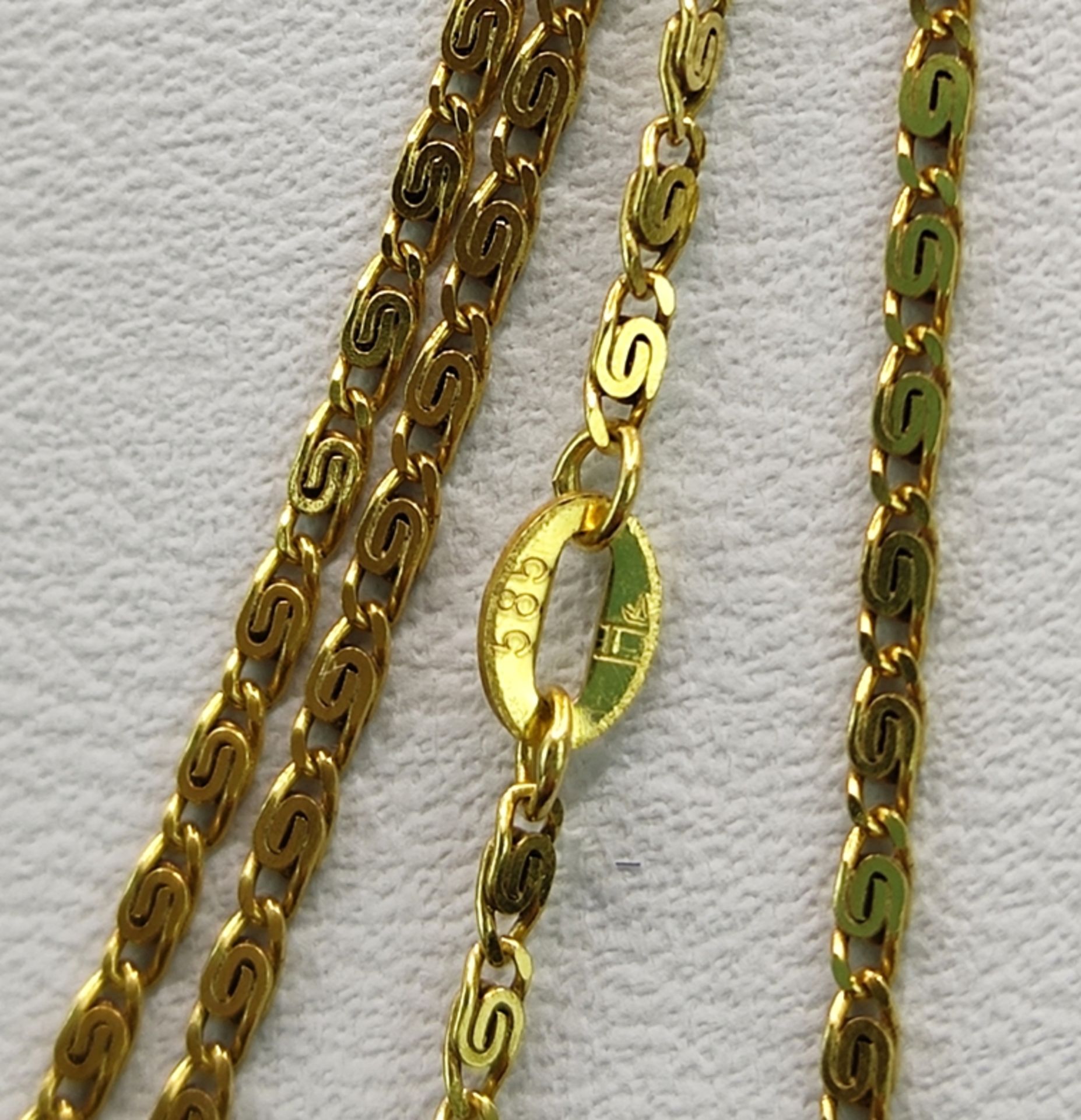 Lange Kette, fein, mäanderndes Muster, 2-oder 4-fach zu tragend, 585/14K Gelbgold, 9,1g, Länge - Image 4 of 4