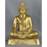 Akshobaya-Buddha in Bhumisparsha mudra, auf halbmondförmigem Sockel, Messing (gewichtig), Asien 20.
