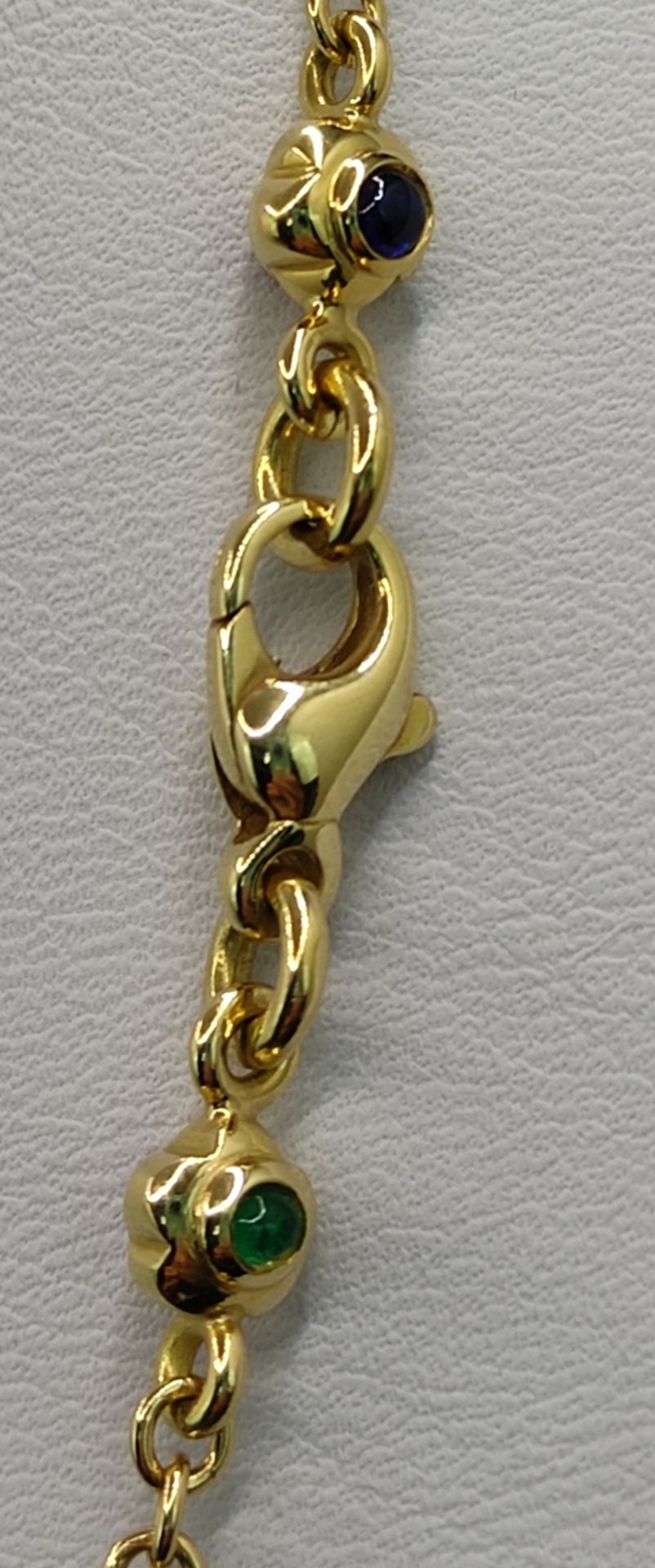 Kette mit Kugelelementen und Schmucksteinen, 750/18K Gelbgold, Italien, 24g, Länge 42cmNecklace with - Image 4 of 4