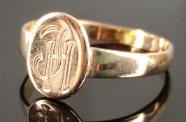 Ring mit Monogramm „JH“, 585/14K Gelbgold (getestet), 1,9g, Größe 52,2Ring with monogram "JH", 585/